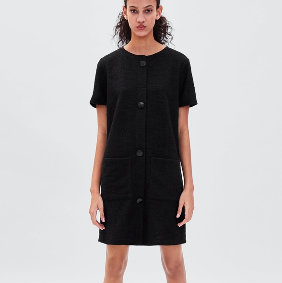 Zara Dresses & Skirts - 2 for 20 Zara tweed black button front dress